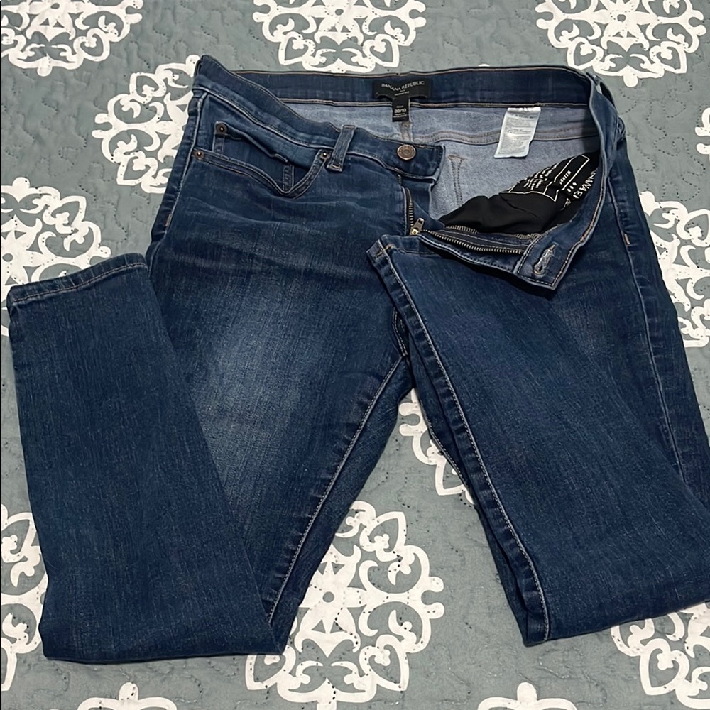 Banana Republic Blue Skinny Jeans with Subtle Fading